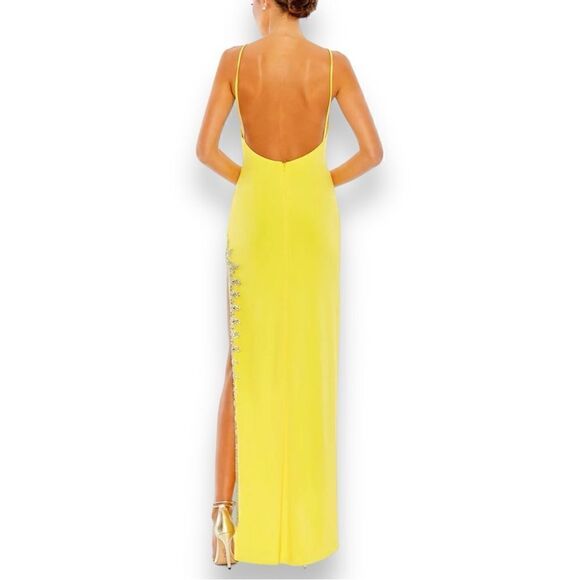 MAC DUGGAL Women’s Rhinestone Encrusted Side Slit Cami Bodycon Gown in Size 4 - Picture 3 of 12